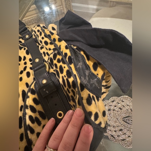 Vintage Juicy Couture Leopard Print Daydreamer Velour Bag Black y2k - Picture 13 of 17